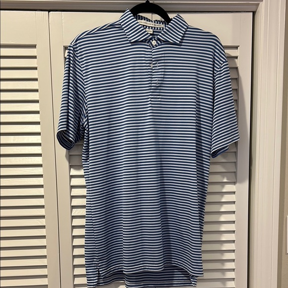 Holderness & Bourne Blue and White Striped Men's Polo Shirt - Picture 1 of 3